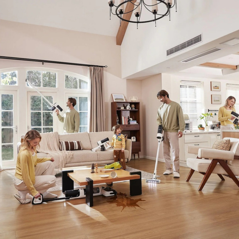 Tineco Floor One Switch S6 Stretch Plus 5in1 όρθια ηλεκτρική σκούπα, 21000 Pa, Στεγνό/Υγρό, 0.72L βρώμικο/0.8L καθαρό, Wi-Fi, iLoop adaptive power, Μαύρο/λευκό