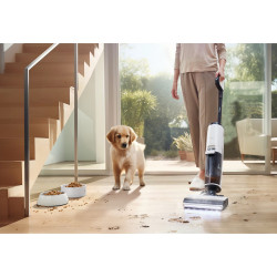Κάθετη ηλεκτρική σκούπα Tineco Floor One S7 Steam Plus 4B1, 240W, Στεγνό/Υγρό, 0,7 l βρώμικο/0,8 l καθαρό, οθόνη LED και φωτισμός, Ατμός + στέγνωμα, Λευκό/μαύρο