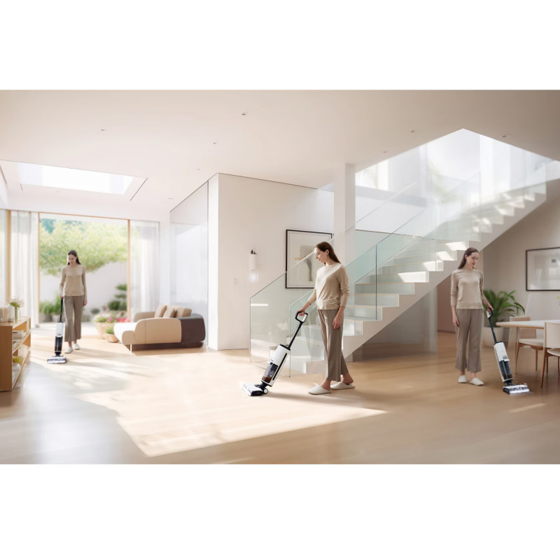 Κάθετη ηλεκτρική σκούπα Tineco Floor One S7 Steam Plus 4B1, 240W, Στεγνό/Υγρό, 0,7 l βρώμικο/0,8 l καθαρό, οθόνη LED και φωτισμός, Ατμός + στέγνωμα, Λευκό/μαύρο
