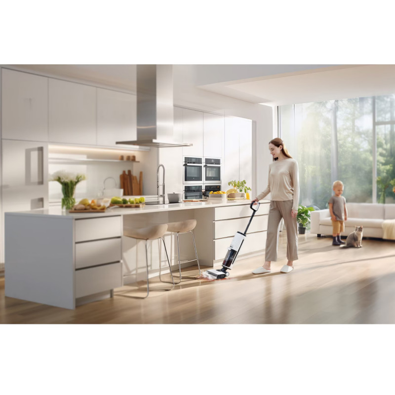 Κάθετη ηλεκτρική σκούπα Tineco Floor One S7 Steam Plus 4B1, 240W, Στεγνό/Υγρό, 0,7 l βρώμικο/0,8 l καθαρό, οθόνη LED και φωτισμός, Ατμός + στέγνωμα, Λευκό/μαύρο