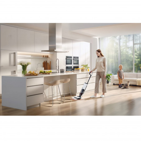 Κάθετη ηλεκτρική σκούπα Tineco Floor One S7 Steam Plus 4B1, 240W, Στεγνό/Υγρό, 0,7 l βρώμικο/0,8 l καθαρό, οθόνη LED και φωτισμός, Ατμός + στέγνωμα, Λευκό/μαύρο