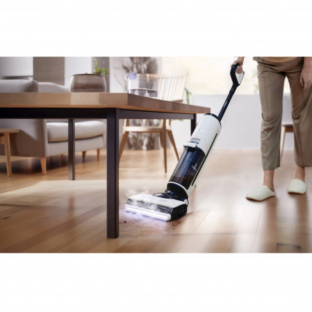 Κάθετη ηλεκτρική σκούπα Tineco Floor One S7 Steam Plus 4B1, 240W, Στεγνό/Υγρό, 0,7 l βρώμικο/0,8 l καθαρό, οθόνη LED και φωτισμός, Ατμός + στέγνωμα, Λευκό/μαύρο