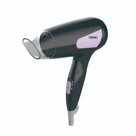 Περιηγητικό πιστολάκι μαλλιών Rosberg R51100N, 1200W, Πτυσσόμενη λαβή, 3 θερμοκρασίες, Μαύρο/μωβ