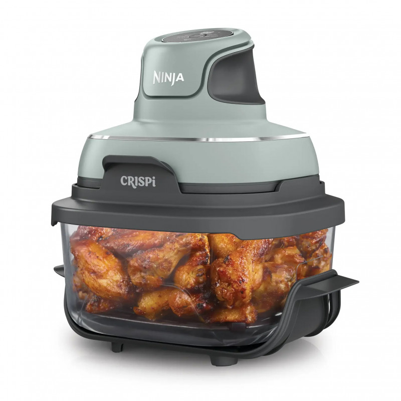 Φριτέζα ζεστού αέρα φορητός 4σε1 Ninja CRISPi FN101EUSG, 1700W, 3.8l, 6 μερίδες, 2 γυάλινα δοχεία, 4 προγράμματα, χωρίς PFAS και BPA, Πράσινο