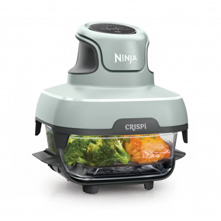 Φριτέζα ζεστού αέρα φορητός 4σε1 Ninja CRISPi FN101EUSG, 1700W, 3.8l, 6 μερίδες, 2 γυάλινα δοχεία, 4 προγράμματα, χωρίς PFAS και BPA, Πράσινο