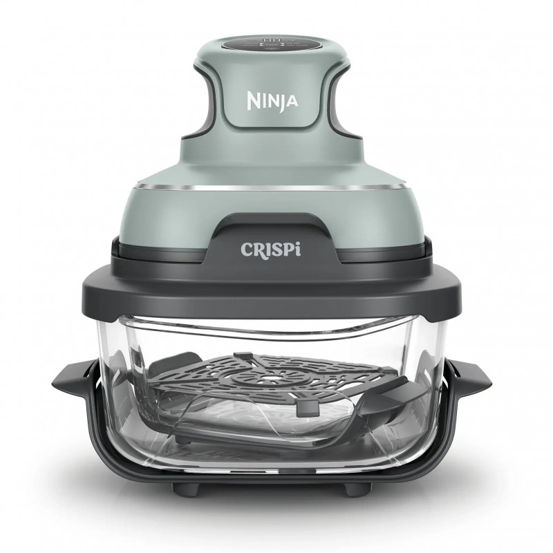 Φριτέζα ζεστού αέρα φορητός 4σε1 Ninja CRISPi FN101EUSG, 1700W, 3.8l, 6 μερίδες, 2 γυάλινα δοχεία, 4 προγράμματα, χωρίς PFAS και BPA, Πράσινο