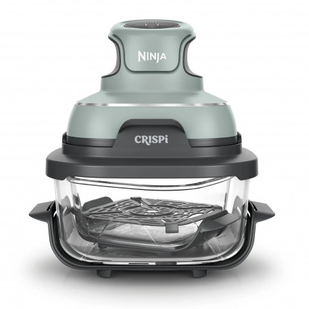 Φριτέζα ζεστού αέρα φορητός 4σε1 Ninja CRISPi FN101EUSG, 1700W, 3.8l, 6 μερίδες, 2 γυάλινα δοχεία, 4 προγράμματα, χωρίς PFAS και BPA, Πράσινο