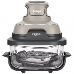 Φριτέζα ζεστού αέρα φορητός 4σε1 Ninja CRISPi FN101EUST, 1700W, 3.8l, 6 μερίδες, 2 γυάλινα δοχεία, 4 προγράμματα, χωρίς PFAS και BPA, Μπεζ
