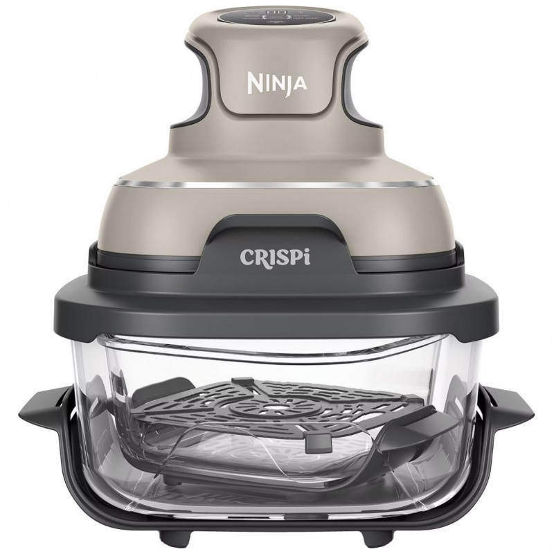 Φριτέζα ζεστού αέρα φορητός 4σε1 Ninja CRISPi FN101EUST, 1700W, 3.8l, 6 μερίδες, 2 γυάλινα δοχεία, 4 προγράμματα, χωρίς PFAS και BPA, Μπεζ