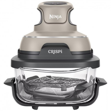 Φριτέζα ζεστού αέρα φορητός 4σε1 Ninja CRISPi FN101EUST, 1700W, 3.8l, 6 μερίδες, 2 γυάλινα δοχεία, 4 προγράμματα, χωρίς PFAS και BPA, Μπεζ