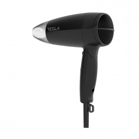 Tesla DRH200BT, Πτυσσόμενο, 1600W, 16800 rpm, 2 ταχύτητες, 2 ρυθμίσεις θερμοκρασίας, Συμπυκνωτής, Cool shot, Μαύρο