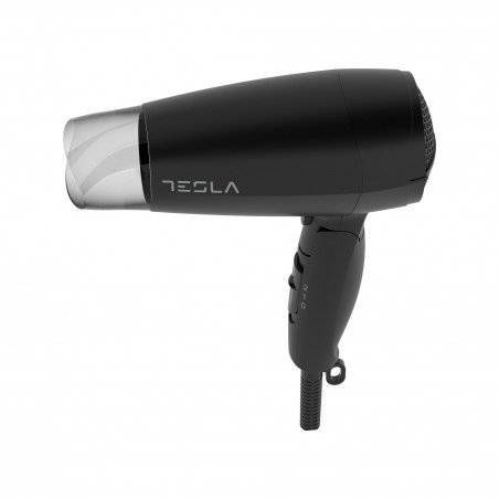 Tesla DRH200BT, Πτυσσόμενο, 1600W, 16800 rpm, 2 ταχύτητες, 2 ρυθμίσεις θερμοκρασίας, Συμπυκνωτής, Cool shot, Μαύρο