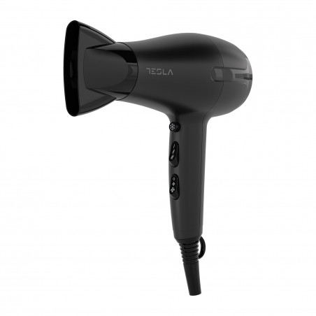 Στεγνωτήρας μαλλιών Tesla DRH220B, Πτυσσόμενος, 2000W, 17800 στροφές ανά λεπτό, 2 ταχύτητες, 3 ρυθμίσεις θερμοκρασίας, ιονισμός, Cool shot, Μαύρο