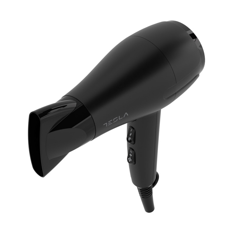 Στεγνωτήρας μαλλιών Tesla DRH220B, Πτυσσόμενος, 2000W, 17800 στροφές ανά λεπτό, 2 ταχύτητες, 3 ρυθμίσεις θερμοκρασίας, ιονισμός, Cool shot, Μαύρο