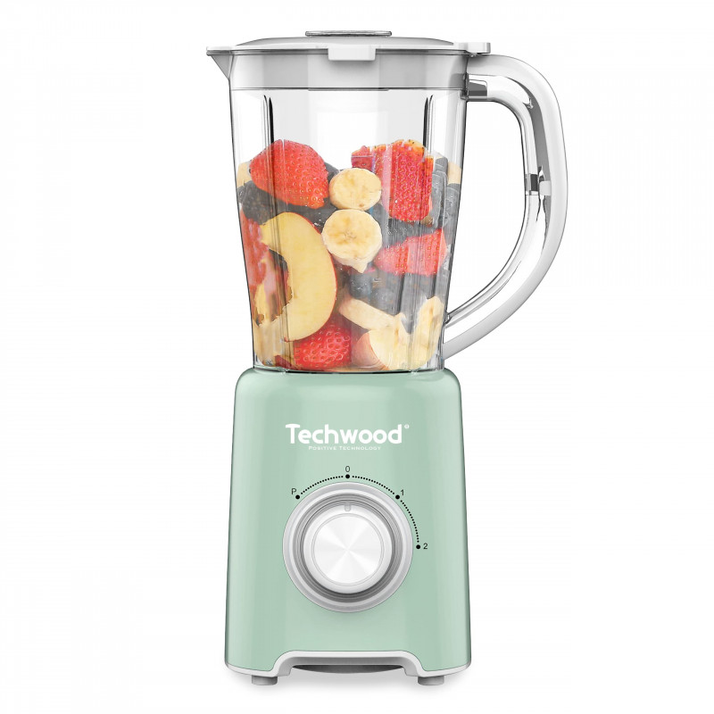 Μπλέντερ Techwood TBL-782, 500W, 1.5 λίτρο, 2 ταχύτητες + impulsi, μαχαίρια Stomaneni, ανοιχτό πράσινο