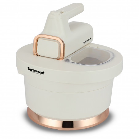 Techwood TMB-340 Μίξερ μπολ, 500W, 6 ταχύτητες, 2x 3,5 l, καπάκι με προστασία από πιτσιλιές, Λευκό/Χαμπανιζέ