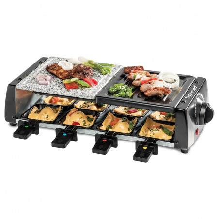 Techwood TRGP-896 σχάρα raclette, 1200W, Θερμοστάτης, 8 μίνι raclette, Διπλή προστασία, Μαύρο
