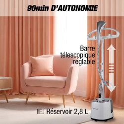 Σίδερο ατμού Techwood TDV-2006, 2000W, 2.8 l, 30 g/min, 90 λεπτά, Θερμική προστασία, 2 ρυθμίσεις, Λευκό