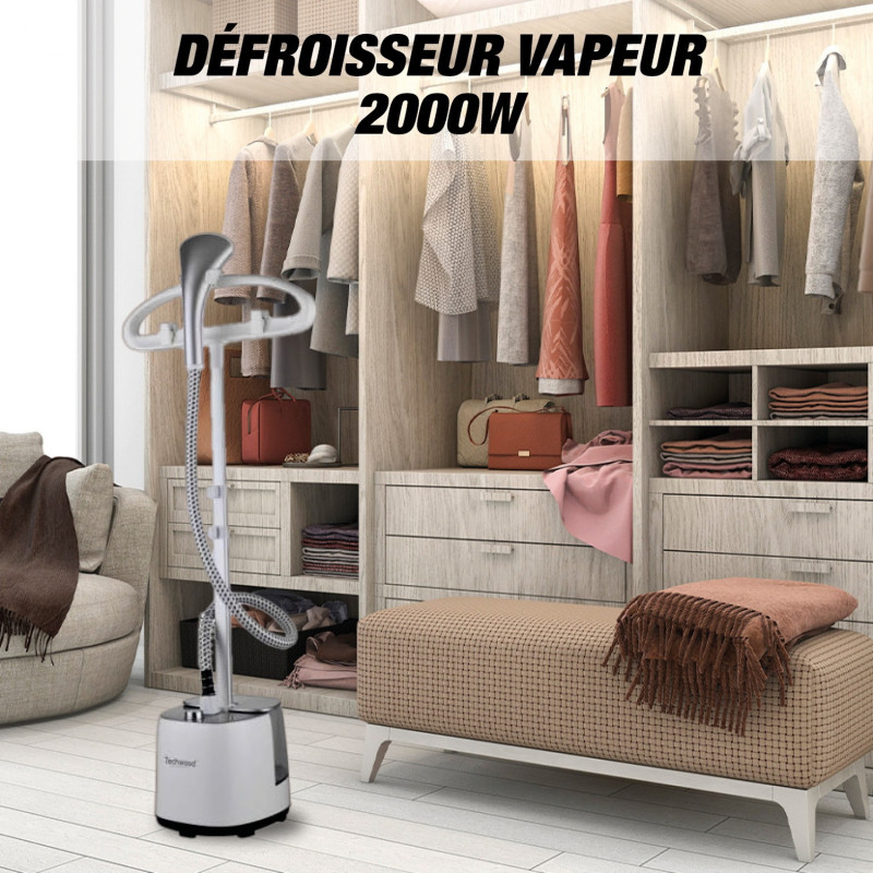 Σίδερο ατμού Techwood TDV-2006, 2000W, 2.8 l, 30 g/min, 90 λεπτά, Θερμική προστασία, 2 ρυθμίσεις, Λευκό
