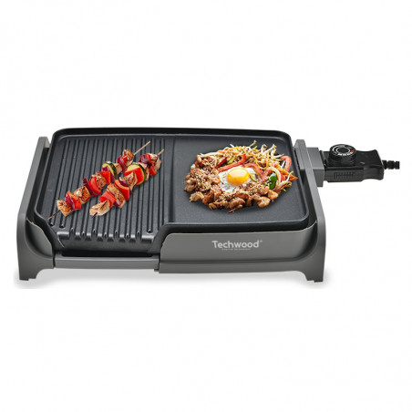 Techwood TTG-3326/2, 1600W, 33x26 cm, Αντικολλητική επίστρωση, Θερμοστάτης, Μαύρο