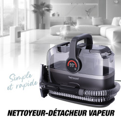 Techwood TAN-7066V Πολυλειτουργικός ατμοκαθαριστής και ηλεκτρική σκούπα, 600/800W, δεξαμενή καθαρού και άχρηστου νερού, 3 λειτουργίες, ψηφιακή οθόνη, σκούρο γκρι
