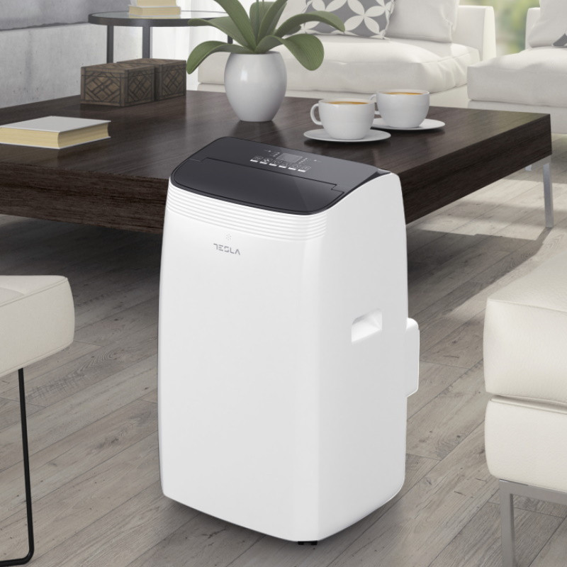 Κινητό κλιματιστικό Tesla TTMYW-09CHW, 9000 BTU, 25 m2, 390 m3/h, Wi-Fi, Drain Free, R290, οθόνη LED, αφύγρανση, νυχτερινή λειτουργία, λευκό