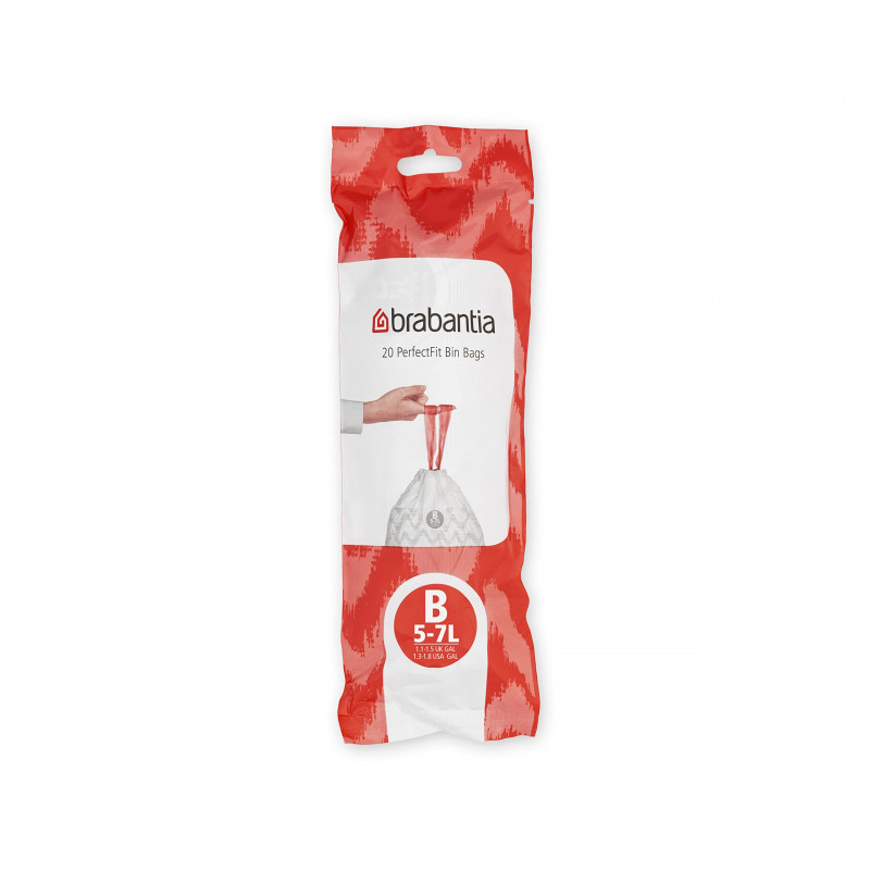Brabantia PerfectFit σακούλες απορριμμάτων 647034, μέγεθος B, 5-7 l, 20 τεμάχια, λευκό