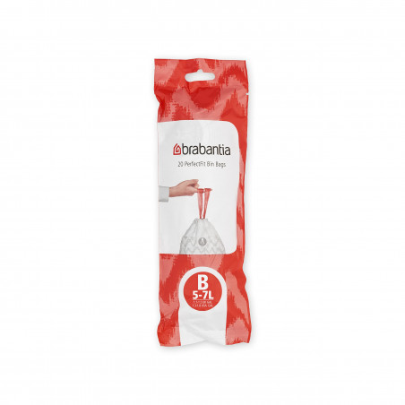 Brabantia PerfectFit σακούλες απορριμμάτων 647034, μέγεθος B, 5-7 l, 20 τεμάχια, λευκό