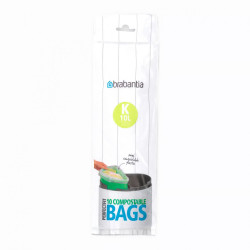 Σακούλες απορριμμάτων Brabantia PerfectFit 647032, μέγεθος K, 10 l, 10 τεμάχια, βιοδιασπώμενες, πράσινες