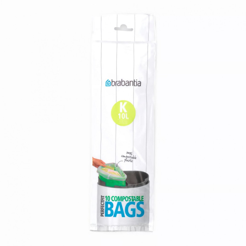 Σακούλες απορριμμάτων Brabantia PerfectFit 647032, μέγεθος K, 10 l, 10 τεμάχια, βιοδιασπώμενες, πράσινες