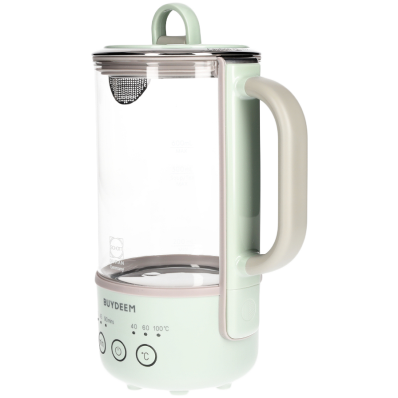 Ηλεκτρικός βραστήρας BUYDEEM K314, 300W, 0.6 l, Χρονοδιακόπτης με 3 στάδια, 3 ρυθμίσεις θερμοκρασίας, Διατήρηση ζεστού έως 8 ώρες, Πράσινο φως