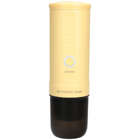 Φορητή μηχανή espresso BUYDEEM Nano OTEM-01, 7500 mAh, 20 bar, 50 ml, 12/24V, φόρτιση USB και Type-C, έδαφος + κάψουλες, κίτρινο