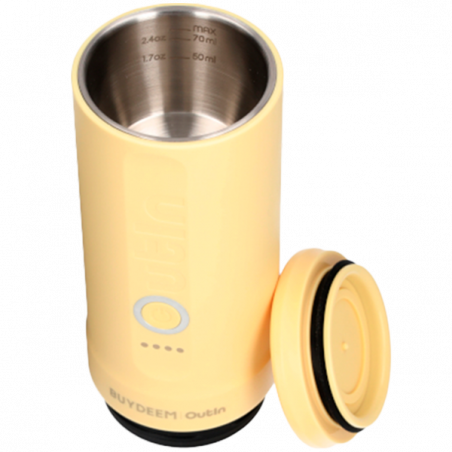 Φορητή μηχανή espresso BUYDEEM Nano OTEM-01, 7500 mAh, 20 bar, 50 ml, 12/24V, φόρτιση USB και Type-C, έδαφος + κάψουλες, κίτρινο