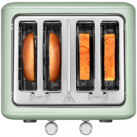 Τοστιέρα ψωμιού BUYDEEM DT640E, 1800W, 4 υποδοχές, 7 αυτόματα προγράμματα, 7 επίπεδα φρυγανίσματος, ενδεικτικές λυχνίες LED, δίσκοι ψίχας, High pop-up, πράσινο