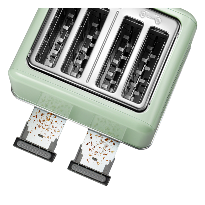 Τοστιέρα ψωμιού BUYDEEM DT640E, 1800W, 4 υποδοχές, 7 αυτόματα προγράμματα, 7 επίπεδα φρυγανίσματος, ενδεικτικές λυχνίες LED, δίσκοι ψίχας, High pop-up, πράσινο