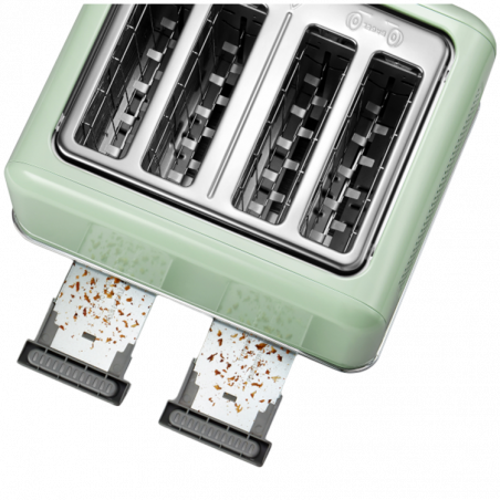 Τοστιέρα ψωμιού BUYDEEM DT640E, 1800W, 4 υποδοχές, 7 αυτόματα προγράμματα, 7 επίπεδα φρυγανίσματος, ενδεικτικές λυχνίες LED, δίσκοι ψίχας, High pop-up, πράσινο