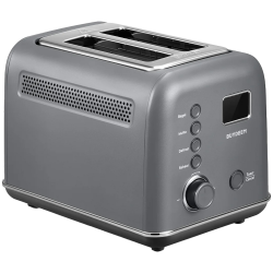 Τοστιέρα ψωμιού BUYDEEM DT730E, 900W, 2 υποδοχές, 9 αυτόματα προγράμματα, 9 επίπεδα φρυγανίσματος, Ανοξείδωτο περίβλημα, Οθόνη LCD, Ενδεικτικές λυχνίες LED, Αυτοκεντρισμός, Χρονοδιακόπτης, Γκρι