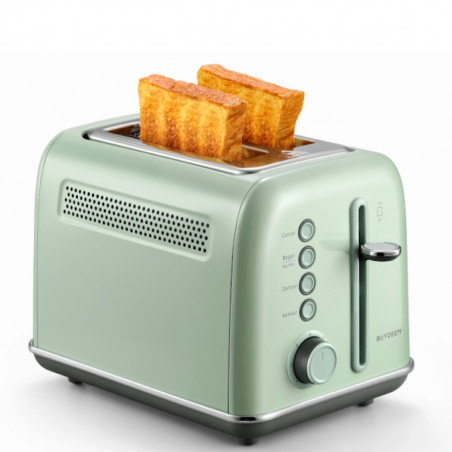 Τοστιέρα ψωμιού BUYDEEM DT620E, 900W, 2 υποδοχές, 7 αυτόματα προγράμματα και επίπεδα φρυγανίσματος, ενδεικτικές λυχνίες LED, δίσκος για ψίχουλα, Πράσινο