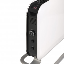 Θερμαντήρας δαπέδου Mill SG2000LED, 2000W, 3 στάδια, Ενσωματωμένος ανεμιστήρας, Αθόρυβη λειτουργία, Στρογγυλεμένες άκρες, Θερμοστάτης, Οθόνη LED, Λευκό/μαύρο