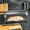 Κουτί ψωμιού Kinghoff KH 3203, 39.5x28x18.5 cm, Ατσάλι, Ημιδιαφανές καπάκι, Λευκό/γκρι
