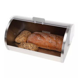 Κουτί ψωμιού Kinghoff KH 3203, 39.5x28x18.5 cm, Ατσάλι, Ημιδιαφανές καπάκι, Λευκό/γκρι