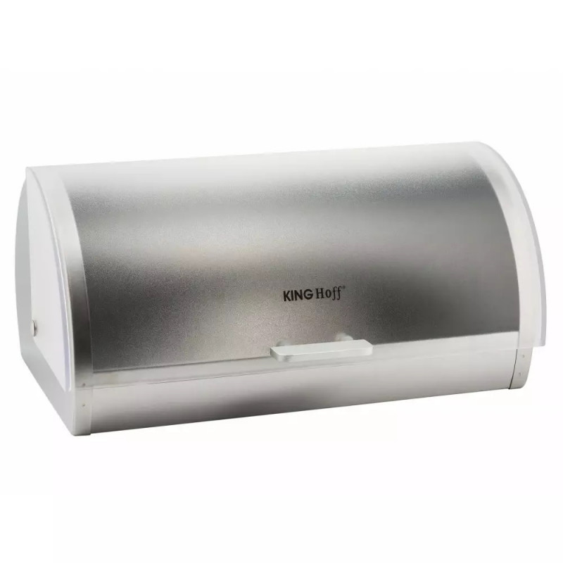 Κουτί ψωμιού Kinghoff KH 3203, 39.5x28x18.5 cm, Ατσάλι, Ημιδιαφανές καπάκι, Λευκό/γκρι