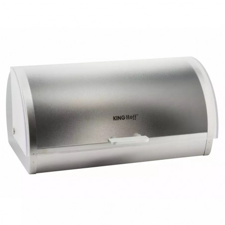 Κουτί ψωμιού Kinghoff KH 3203, 39.5x28x18.5 cm, Ατσάλι, Ημιδιαφανές καπάκι, Λευκό/γκρι