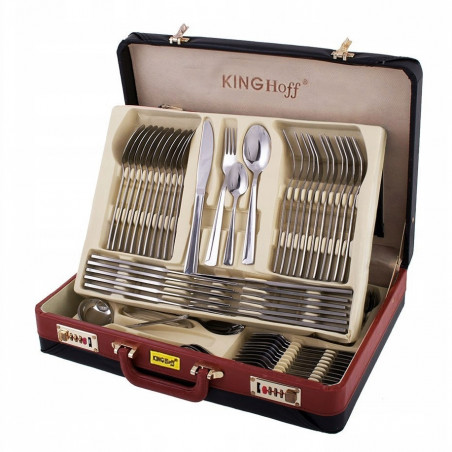 Σετ μαχαιροπήρουνων Kinghoff KH 3509, 72 τεμάχια, Για 12 άτομα, Θήκη, Ανοξείδωτο, Ασημί