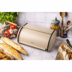 Κουτί ψωμιού Kinghoff KH 1754, 15x24x36 cm, Ομαλό άνοιγμα και κλείσιμο, Ατσάλι, Μπεζ
