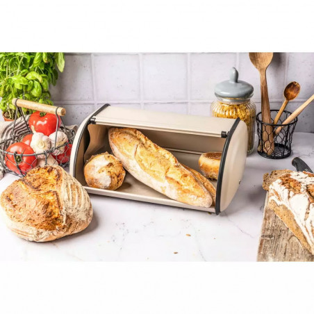 Κουτί ψωμιού Kinghoff KH 1754, 15x24x36 cm, Ομαλό άνοιγμα και κλείσιμο, Ατσάλι, Μπεζ