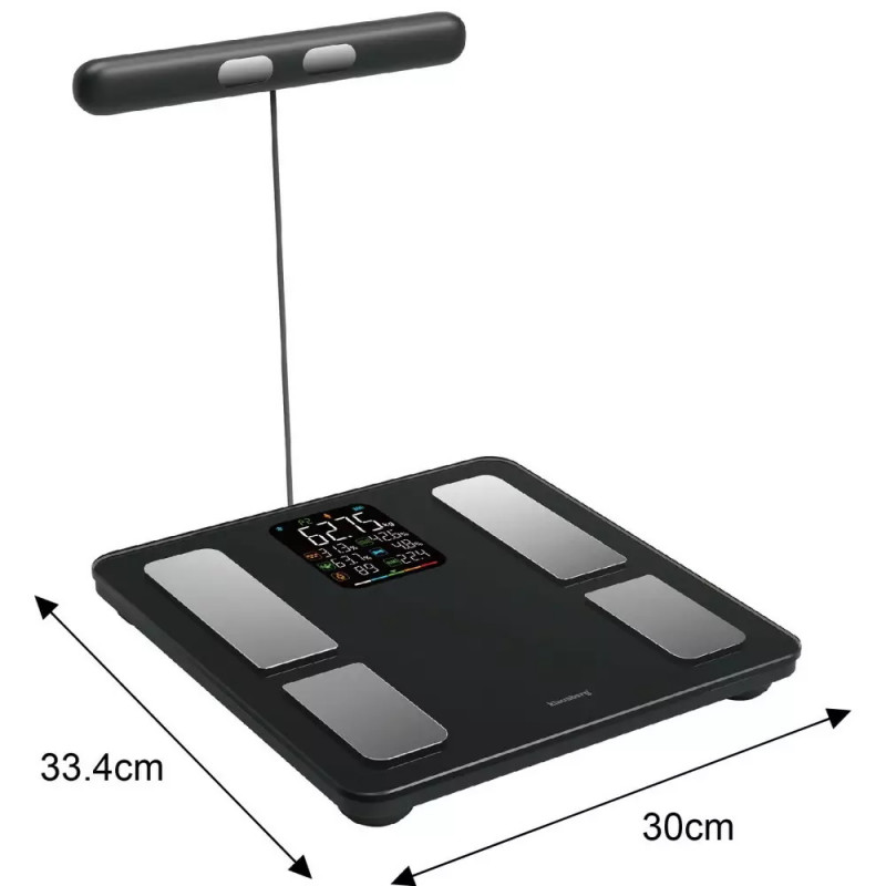 Klausberg KB 7856, Μέχρι 180 κιλά, Bluetooth, Android/iOS, οθόνη LCD, 14 τιμές σώματος, Μαύρο