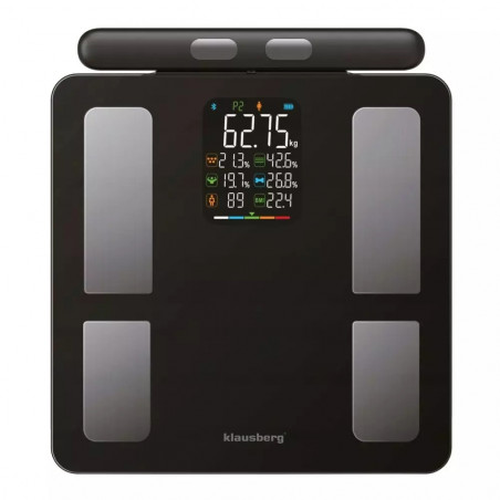 Klausberg KB 7856, Μέχρι 180 κιλά, Bluetooth, Android/iOS, οθόνη LCD, 14 τιμές σώματος, Μαύρο