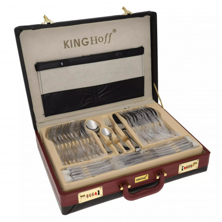 Σετ μαχαιροπήρουνων Kinghoff KH 3520, 72 τεμάχια, Για 12 άτομα, Θήκη, Ανοξείδωτο, Ασημί