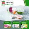 Σετ 6 καπακιών σιλικόνης Kinghoff KH 1902, -40 έως 230°C, Στεγανή και αεροστεγής εφαρμογή, Επαναχρησιμοποιήσιμο, Γενικής χρήσης, Διαφανές